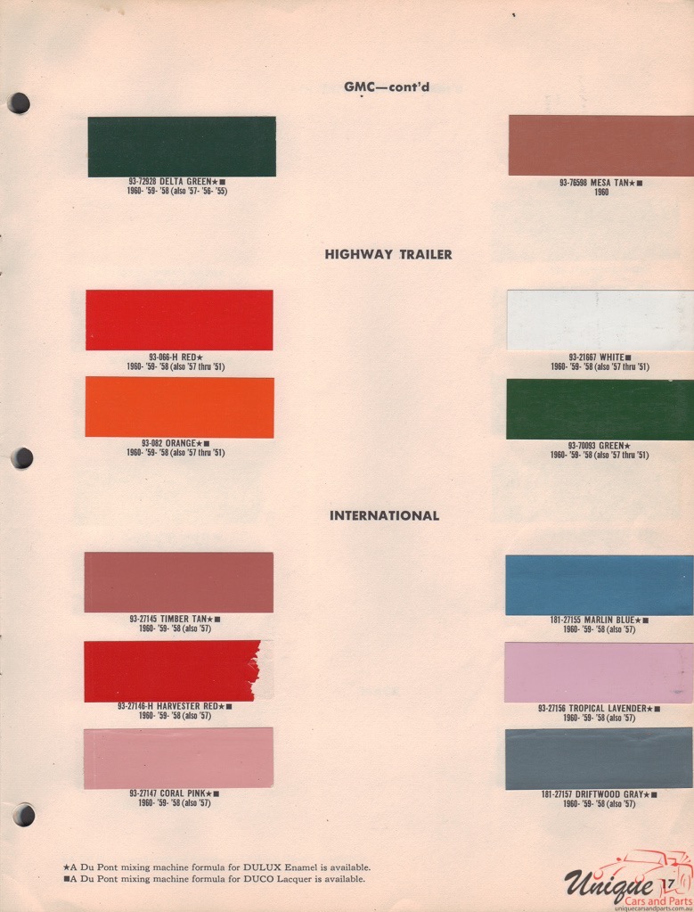 1955 GMC Paint Charts DuPont 3